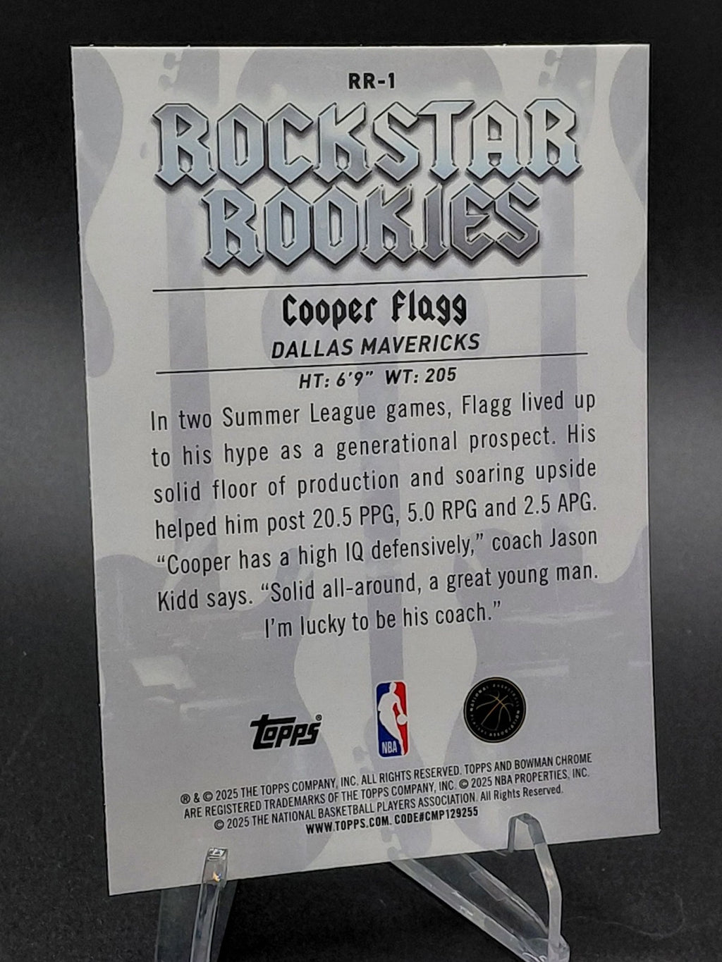 2025-26 Bowman Chrome Cooper Flagg RC Rockstar Rookies #RR-1 Mavericks