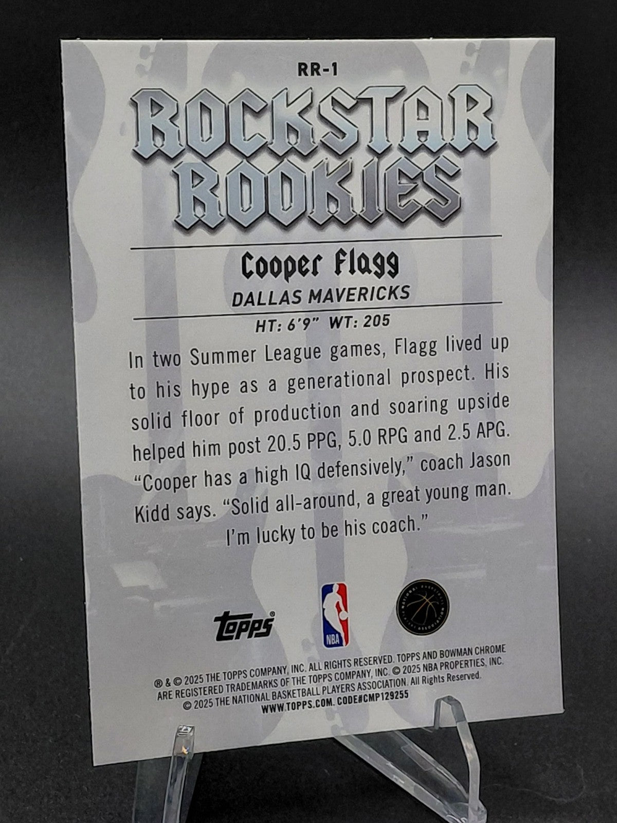 2025-26 Bowman Chrome Cooper Flagg RC Rockstar Rookies #RR-1 Mavericks