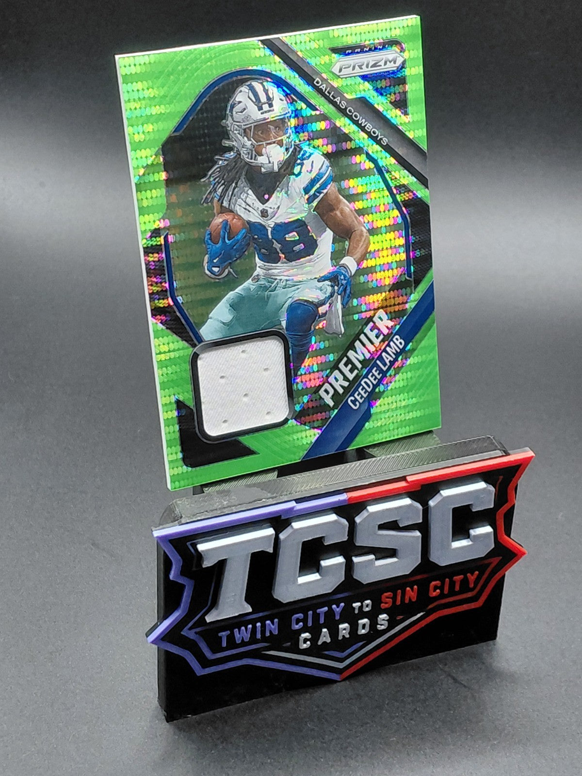 2025 Panini Prizm - Premier Jerseys CeeDee Lamb #PJY-CLB Neon Green Pulsar Prizm