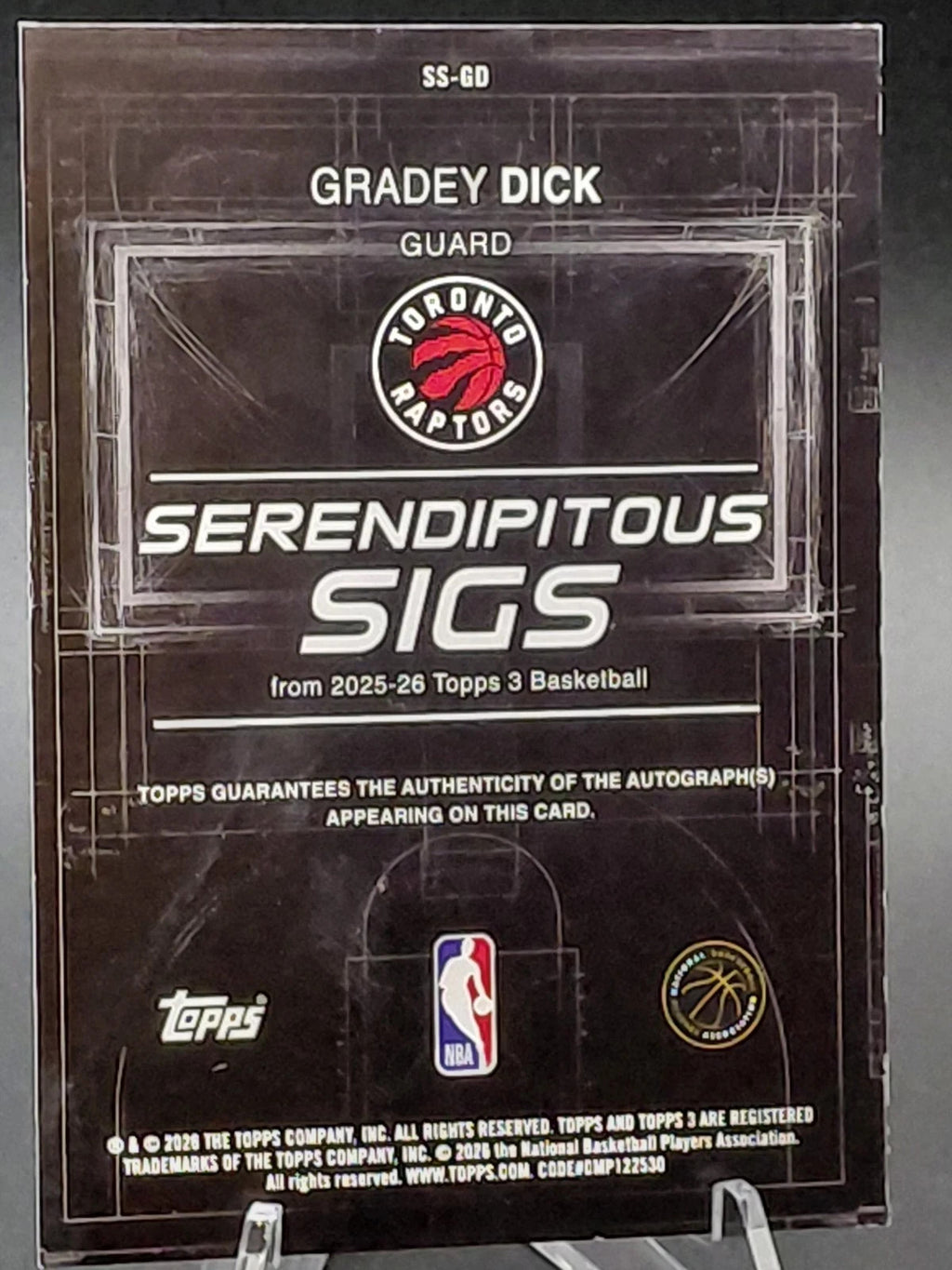 2025-26 Topps Three - Serendipitous Sigs Gradey Dick #SS-GD Blue /15 (AU)