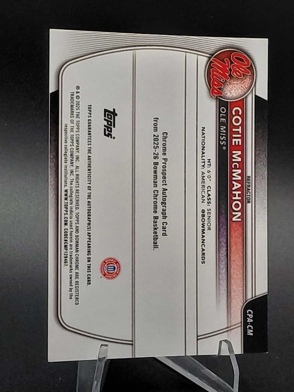 2025-26 Bowman - Chrome Prospect Autographs Cotie McMahon #CPA-CM 263/499