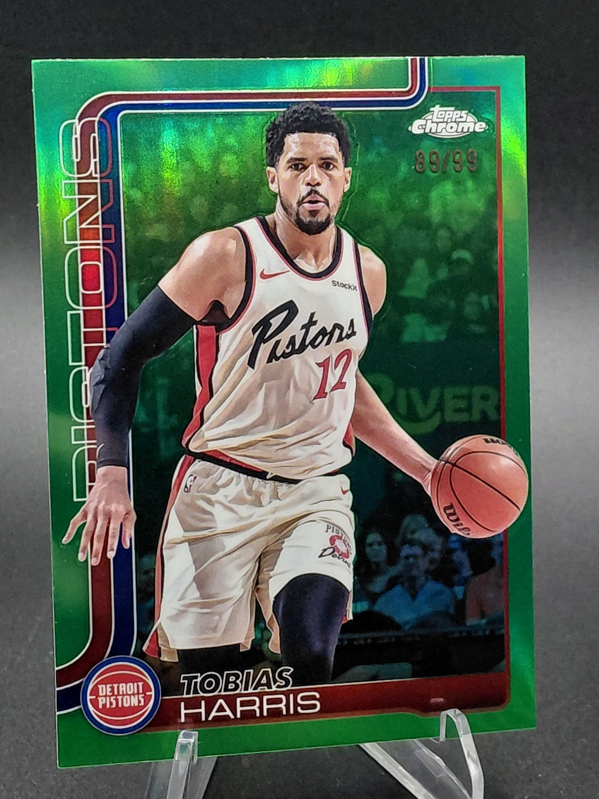Tobias Harris 2025-26 Topps Chrome Green Refractor #6 89/99 Pistons NBA