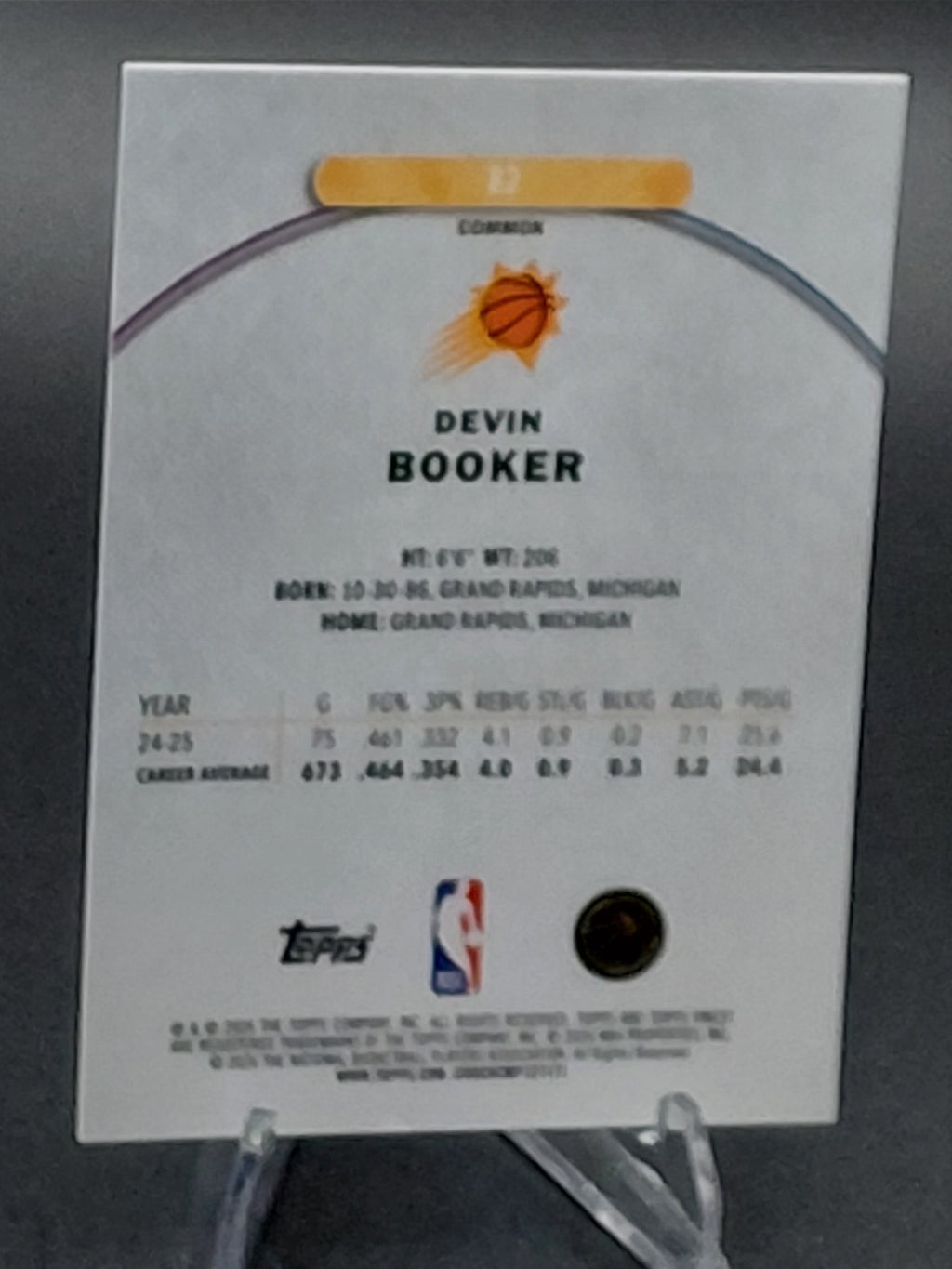 2025-26 Topps Finest - Common Devin Booker #82 Purple Geometric Refractor /100