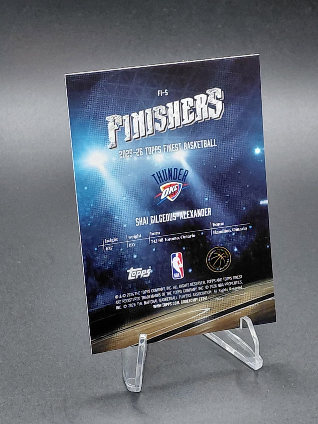 2025-26 Topps Finest - Finishers Shai Gilgeous-Alexander #FI-5 X-Fractor
