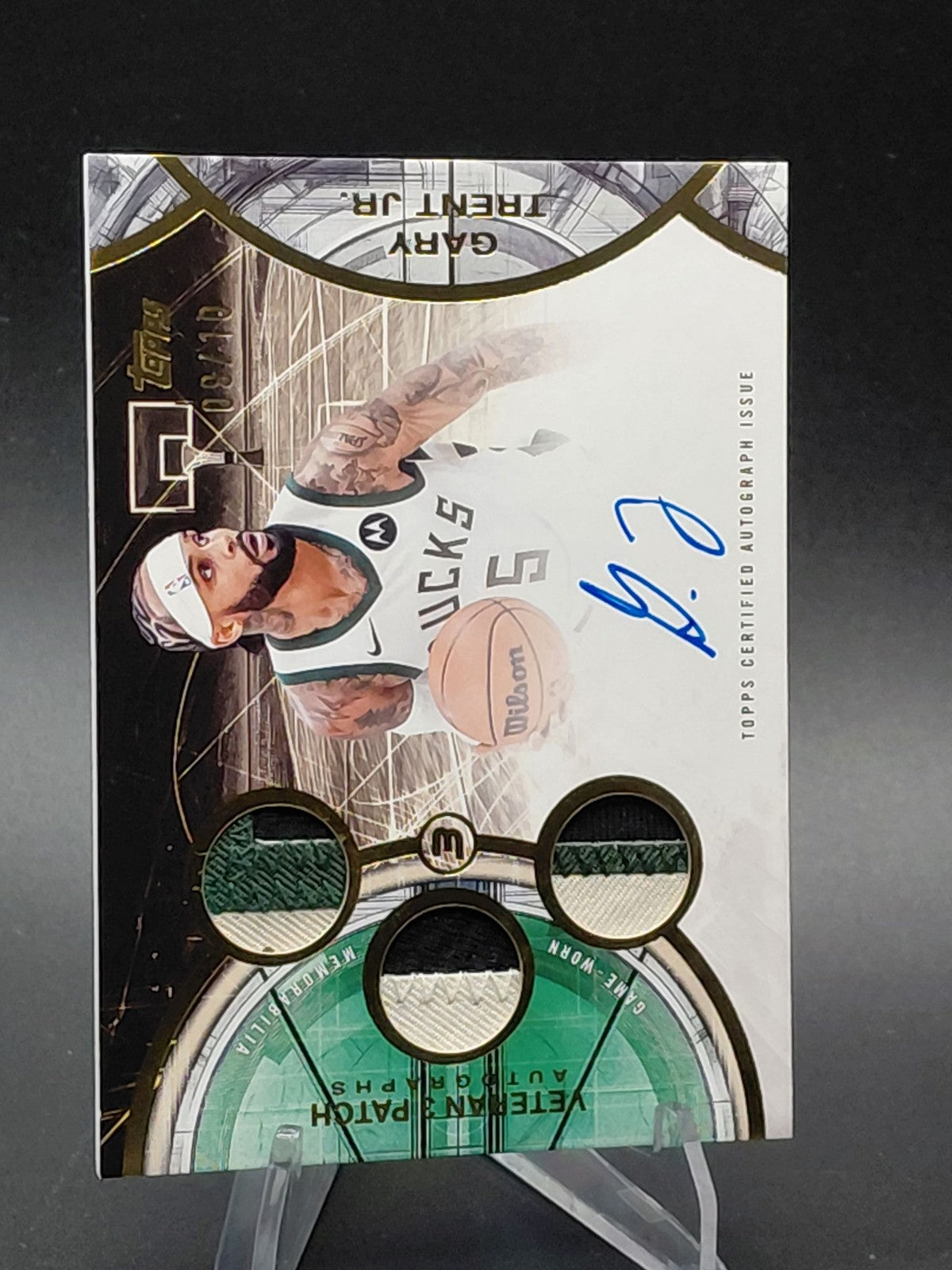 2025-26 Topps Gary Trent Jr. Veteran 3 Patch Auto 8/10 Milwaukee Bucks