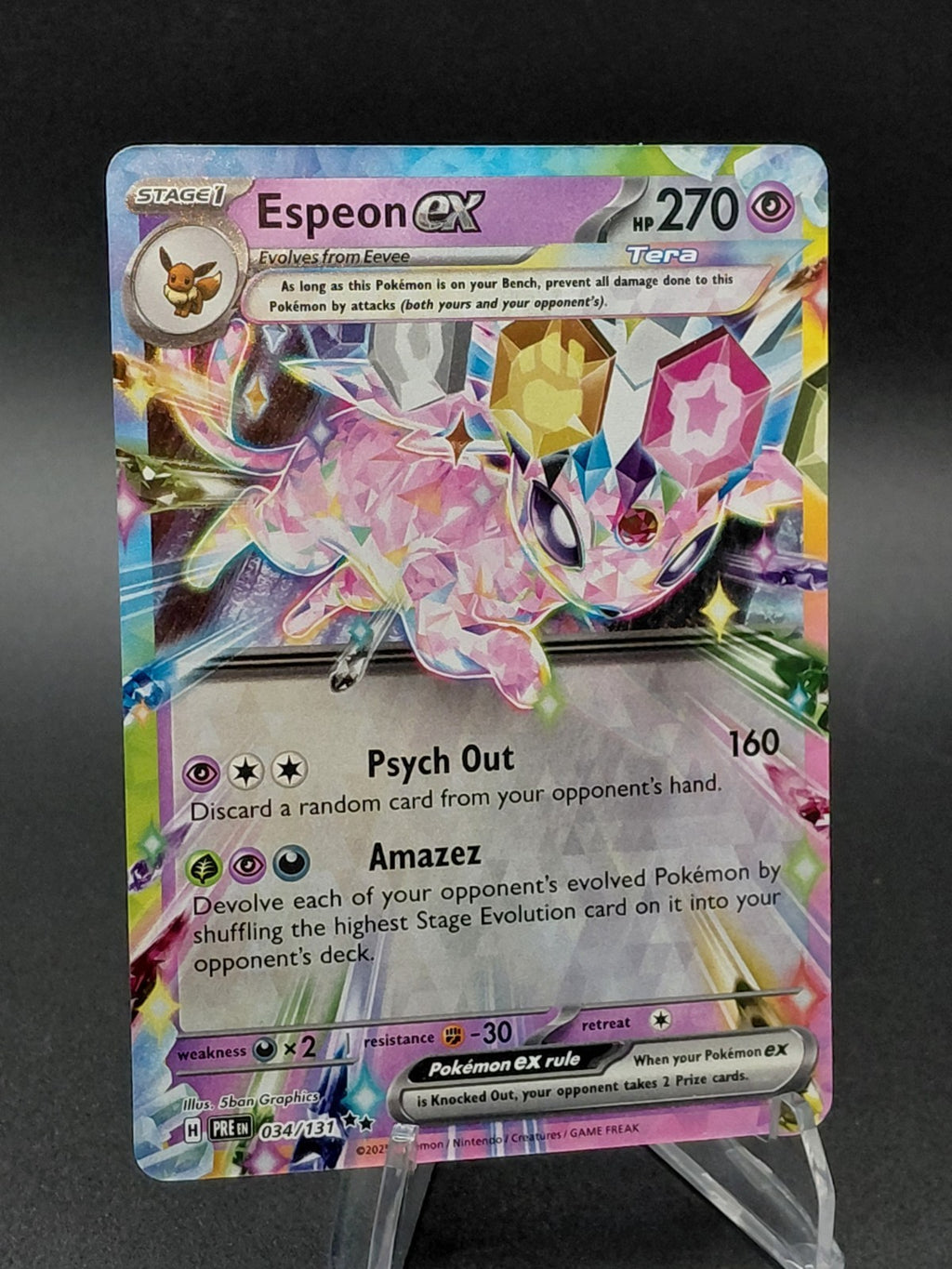 Espeon ex 034/131 Double Rare Pokémon Card NM Prismatic Evolutions