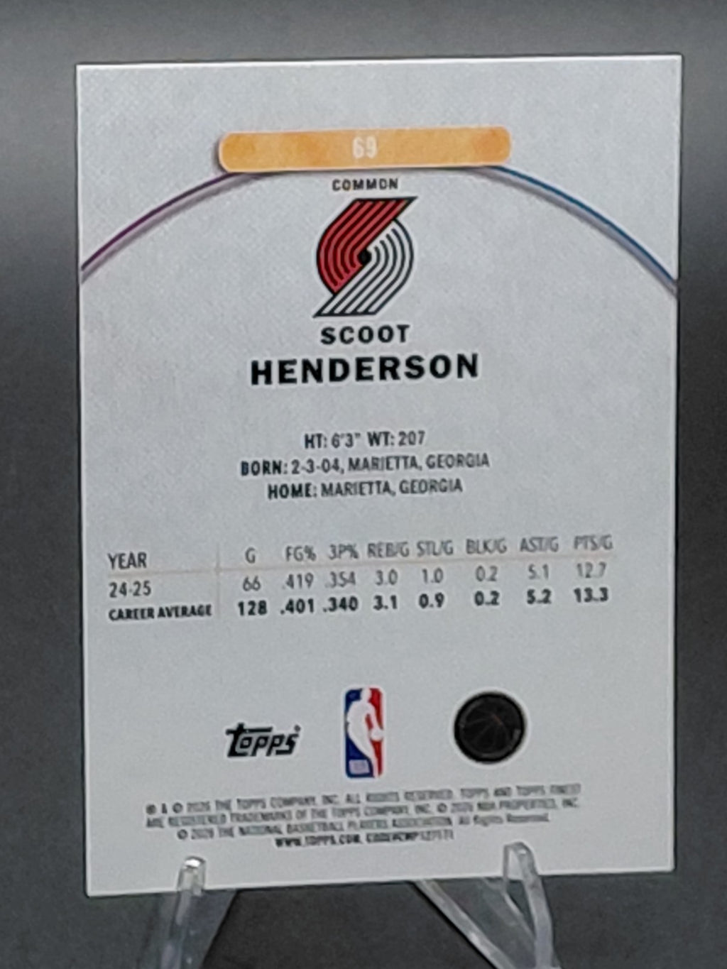 2025-26 Topps Finest - Common Scoot Henderson #69 Purple Geometric Refractor...