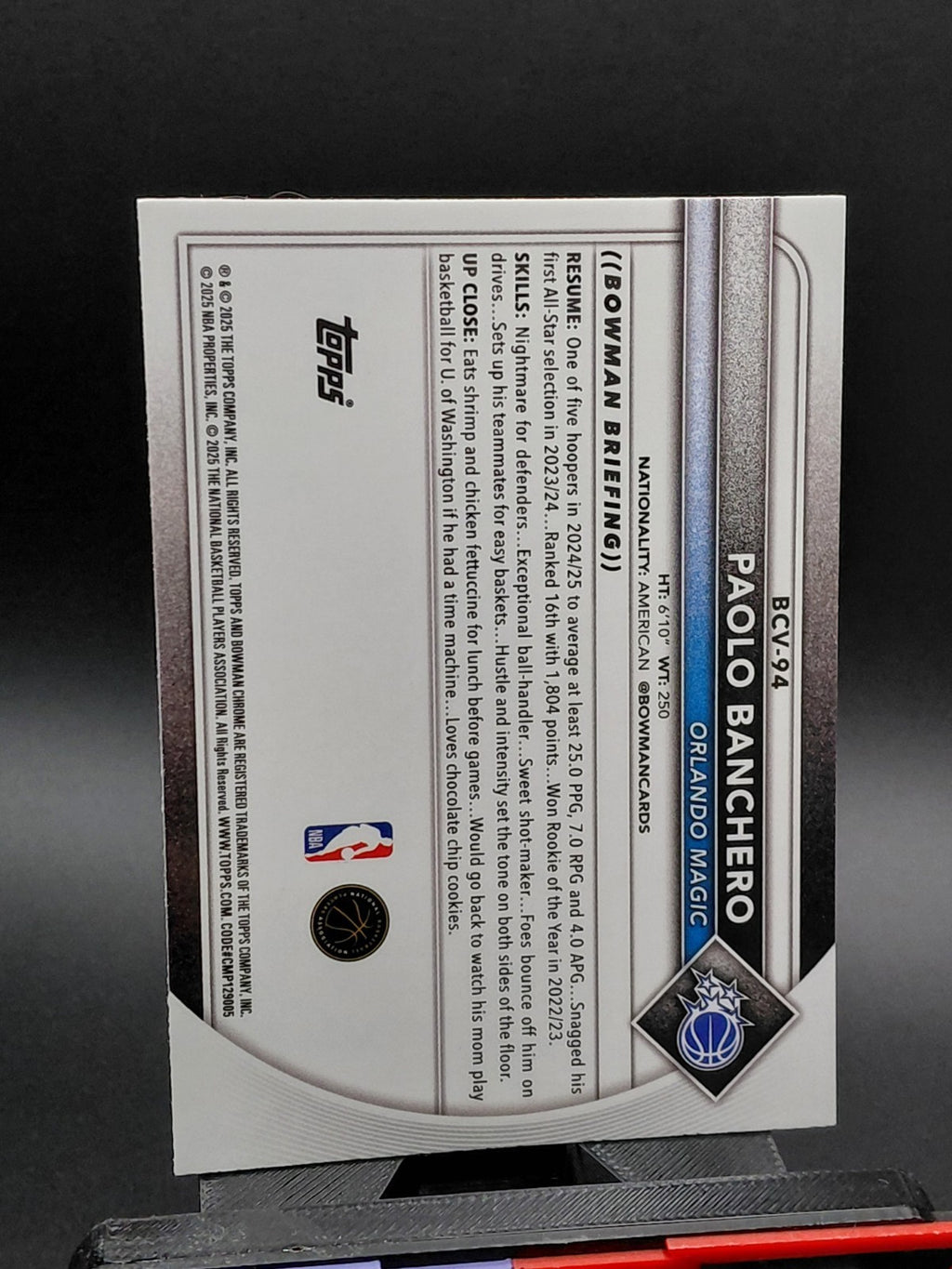 2025-26 Bowman - Chrome Paolo Banchero #BCV-94 Pink Mojo Refractor /199