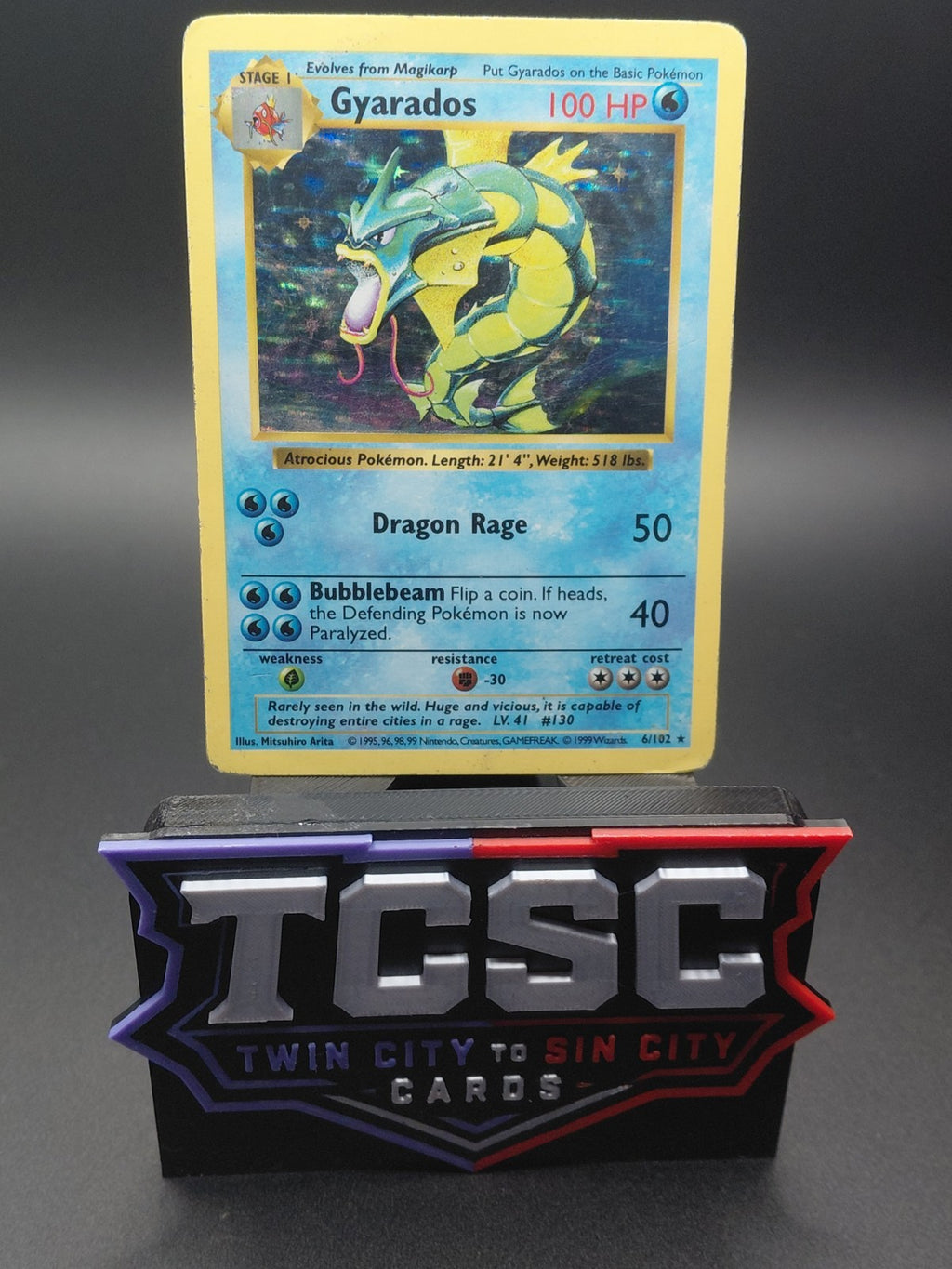 Shadowless Gyarados Holo 6/102 Base Set Pokemon Card Vintage WOTC