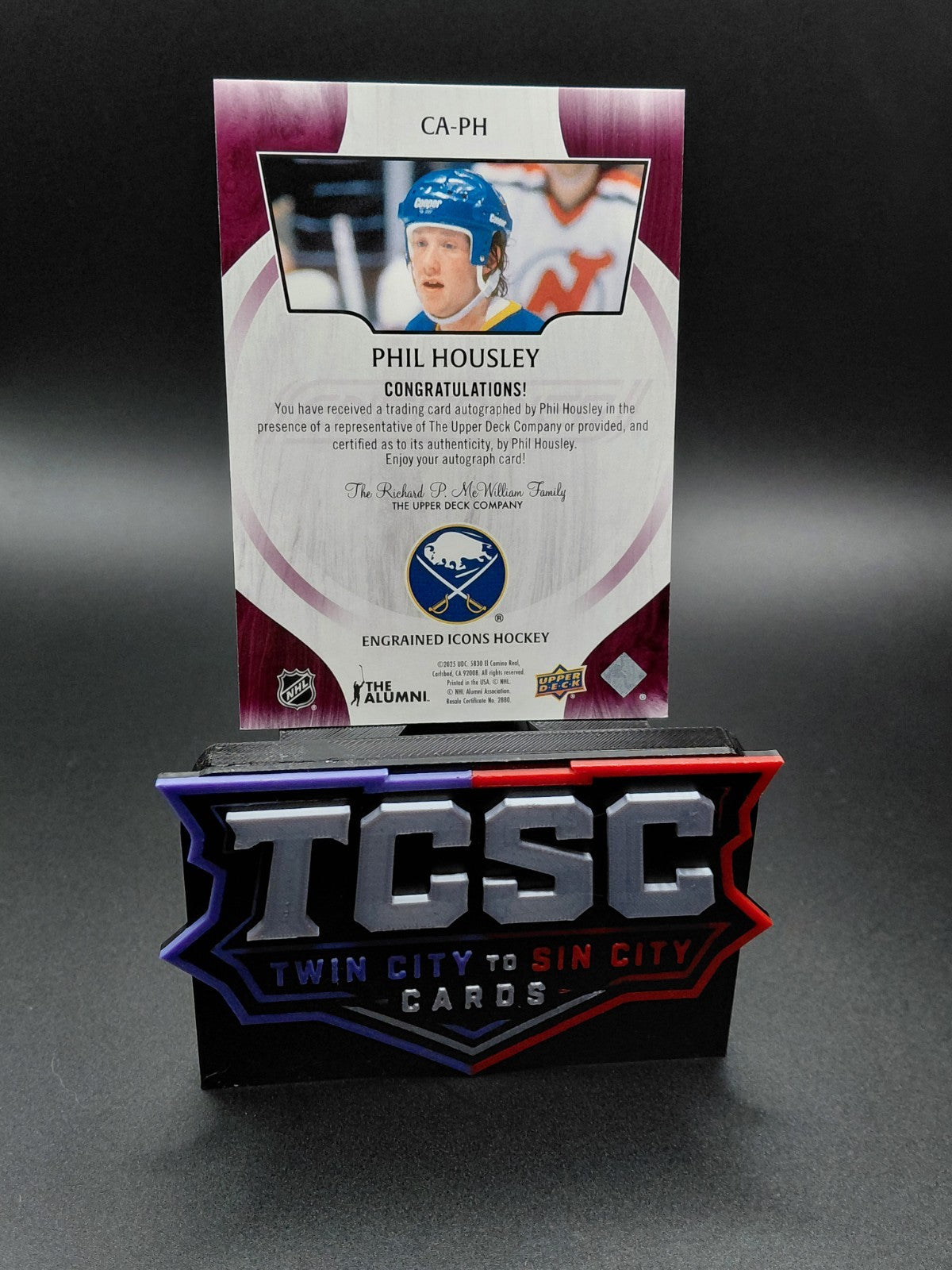 2024-25 Upper Deck Engrained Icons Phil Housley Auto Purple 4/5 Sabres HOF