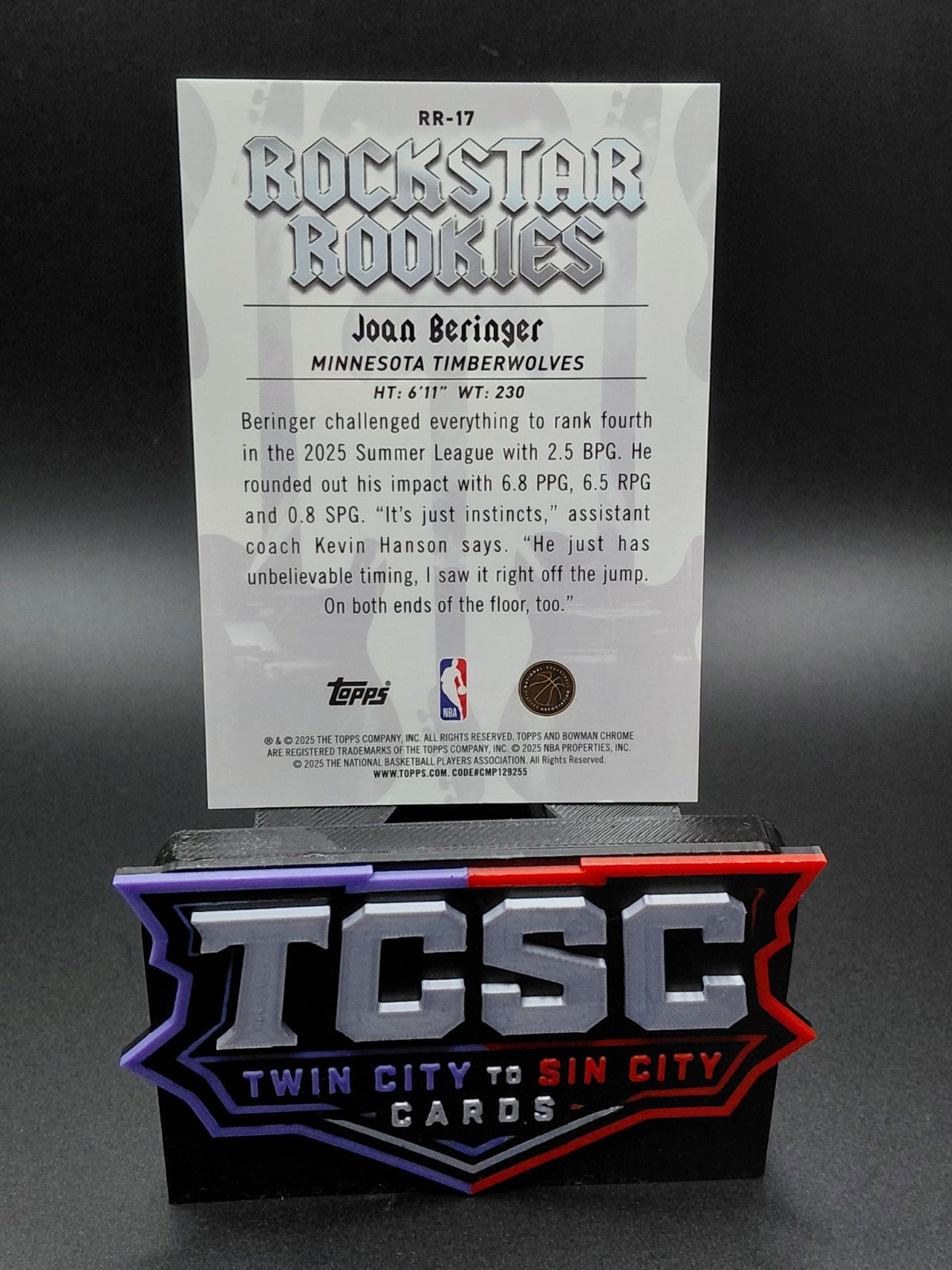 Joan Beringer 2025-26 Bowman Basketball Rockstar Rookies /125 #RR-17