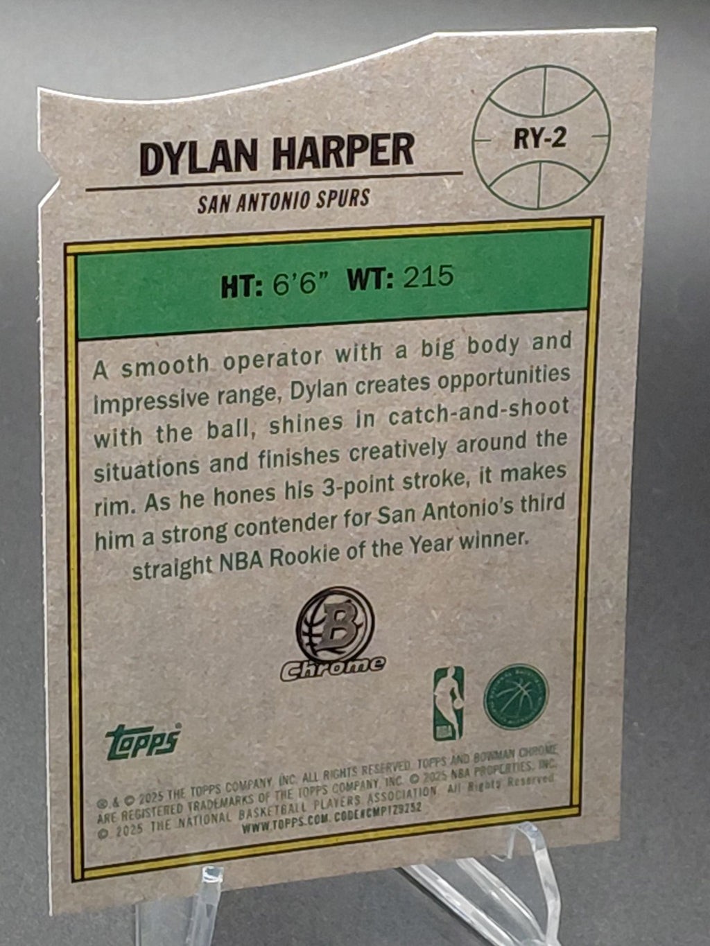 2025 Bowman Chrome Dylan Harper Rookie of the Year Favorites RC Spurs RY-2