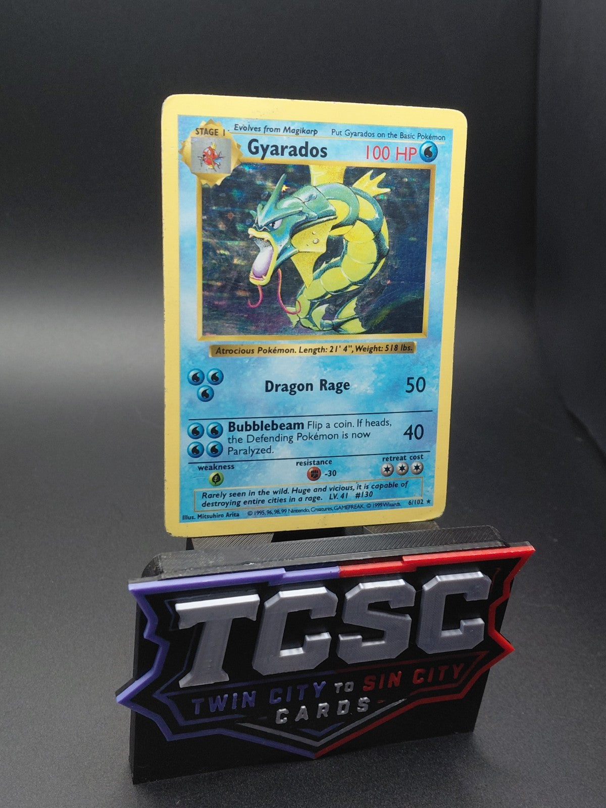 Shadowless Gyarados Holo 6/102 Base Set Pokemon Card Vintage WOTC