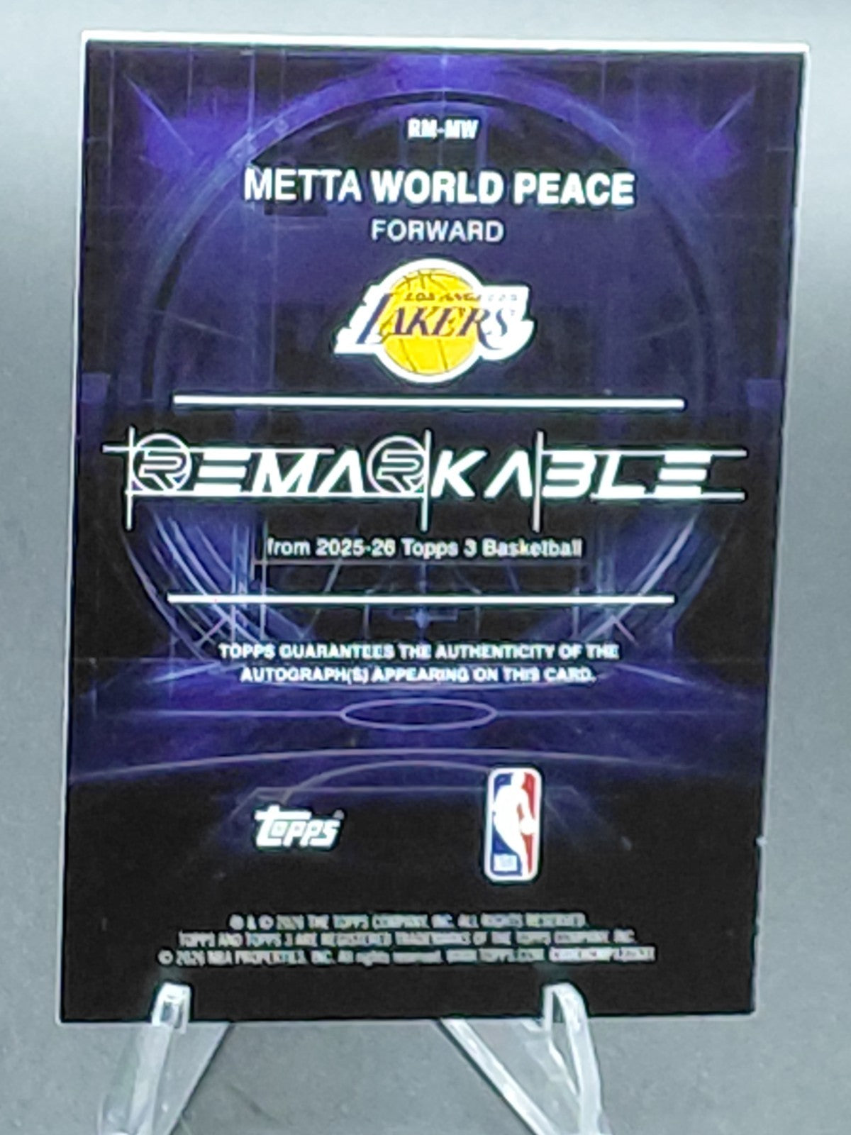 2025-26 Topps Three - Re-Markable Metta World Peace #RM-MW 29/49 (AU)