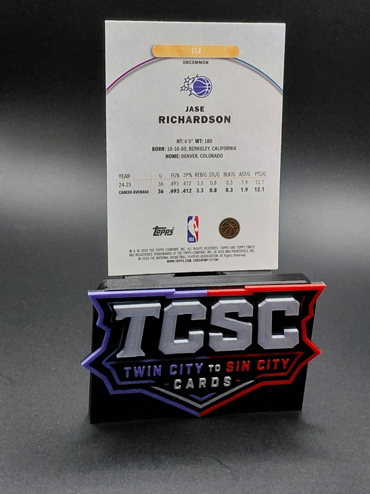 2025-26 Topps Finest - Uncommon Jase Richardson #114 Purple Geometric Refractor