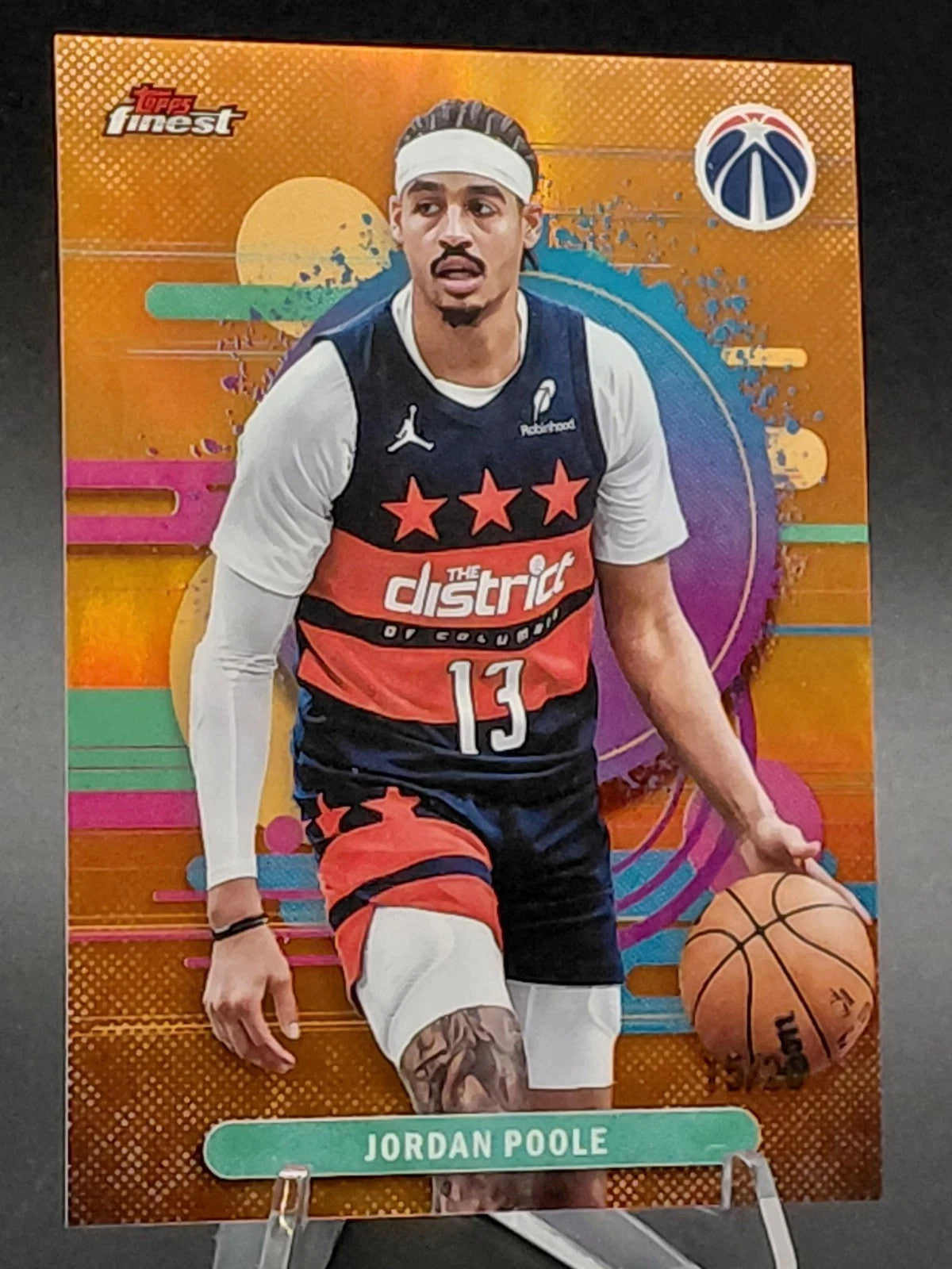 2025 Topps Finnest Jordan Poole #186 15/20 Orange Refractor