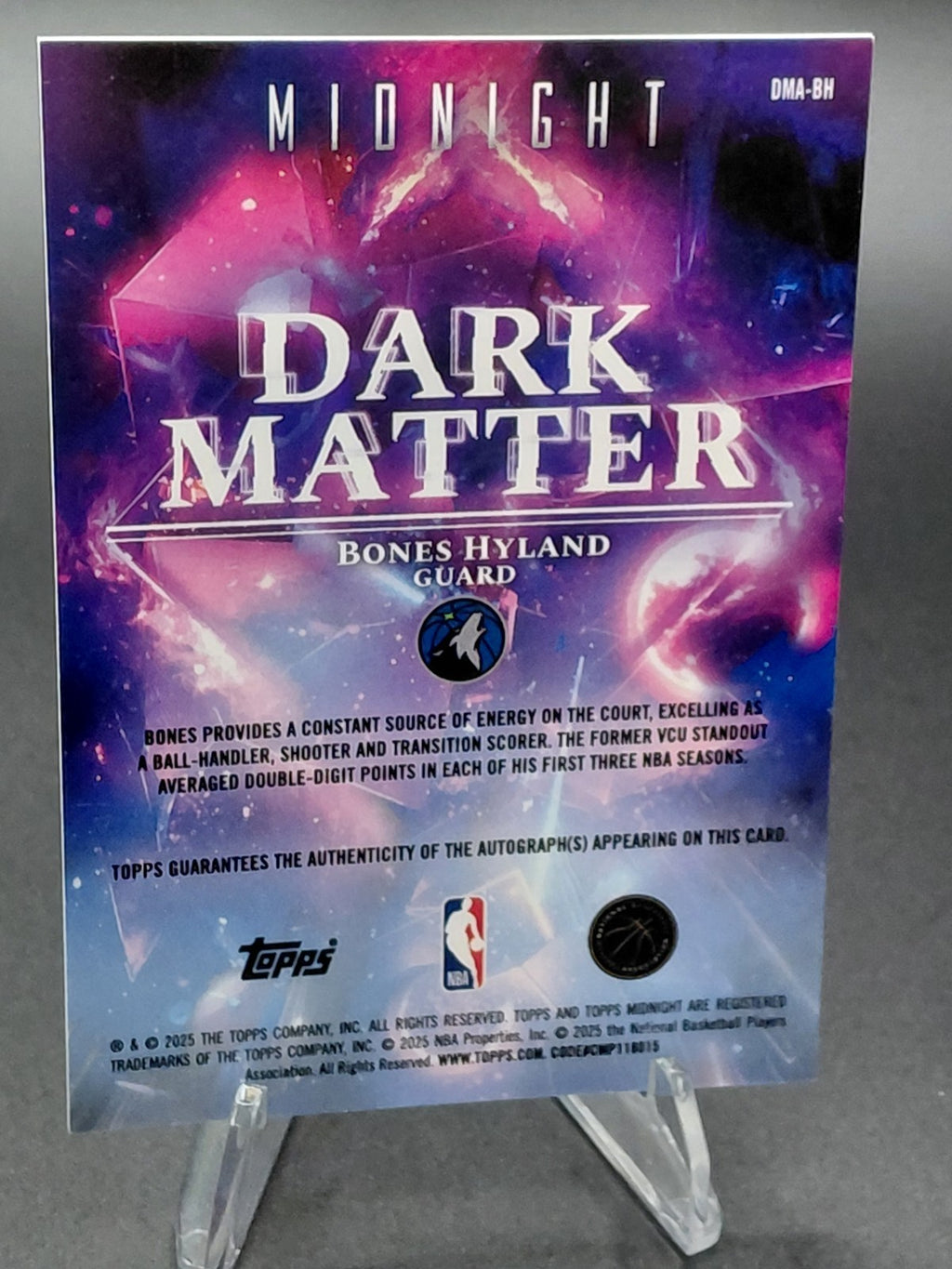 2025-26 Topps Midnight - Dark Matter Autographs Bones Hyland #DMA-BH 21/75