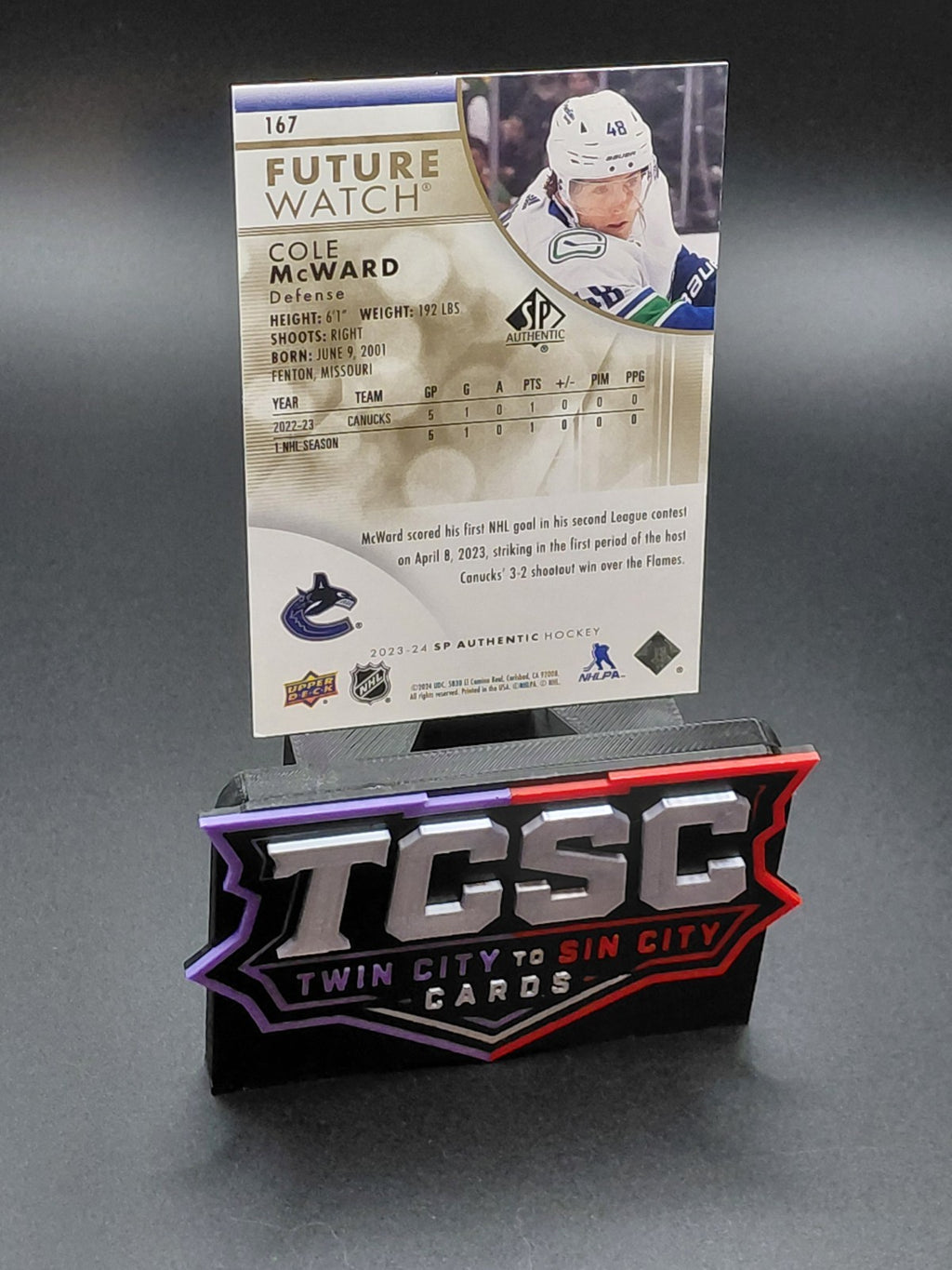 2023-24 Sp Authentic - Future Watch Cole McWard #167 Gold Limited /99 (RC)