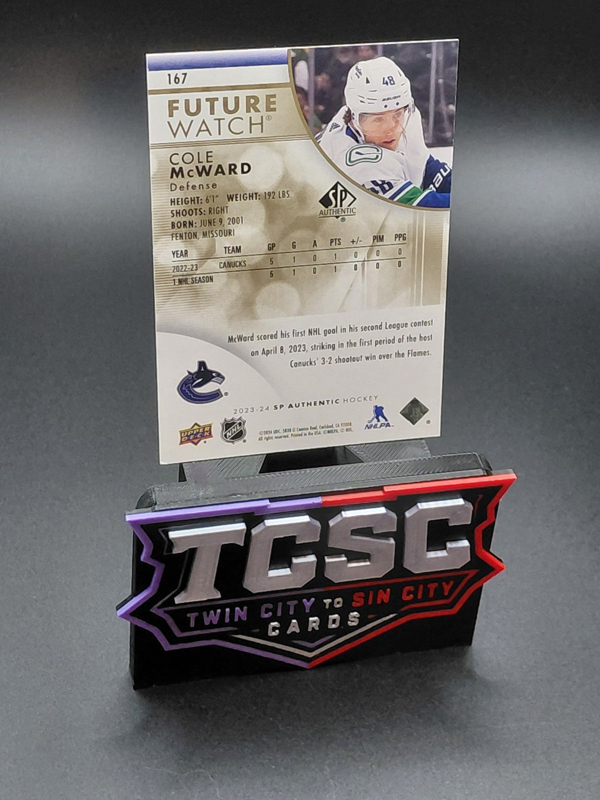 2023-24 Sp Authentic - Future Watch Cole McWard #167 Gold Limited /99 (RC)