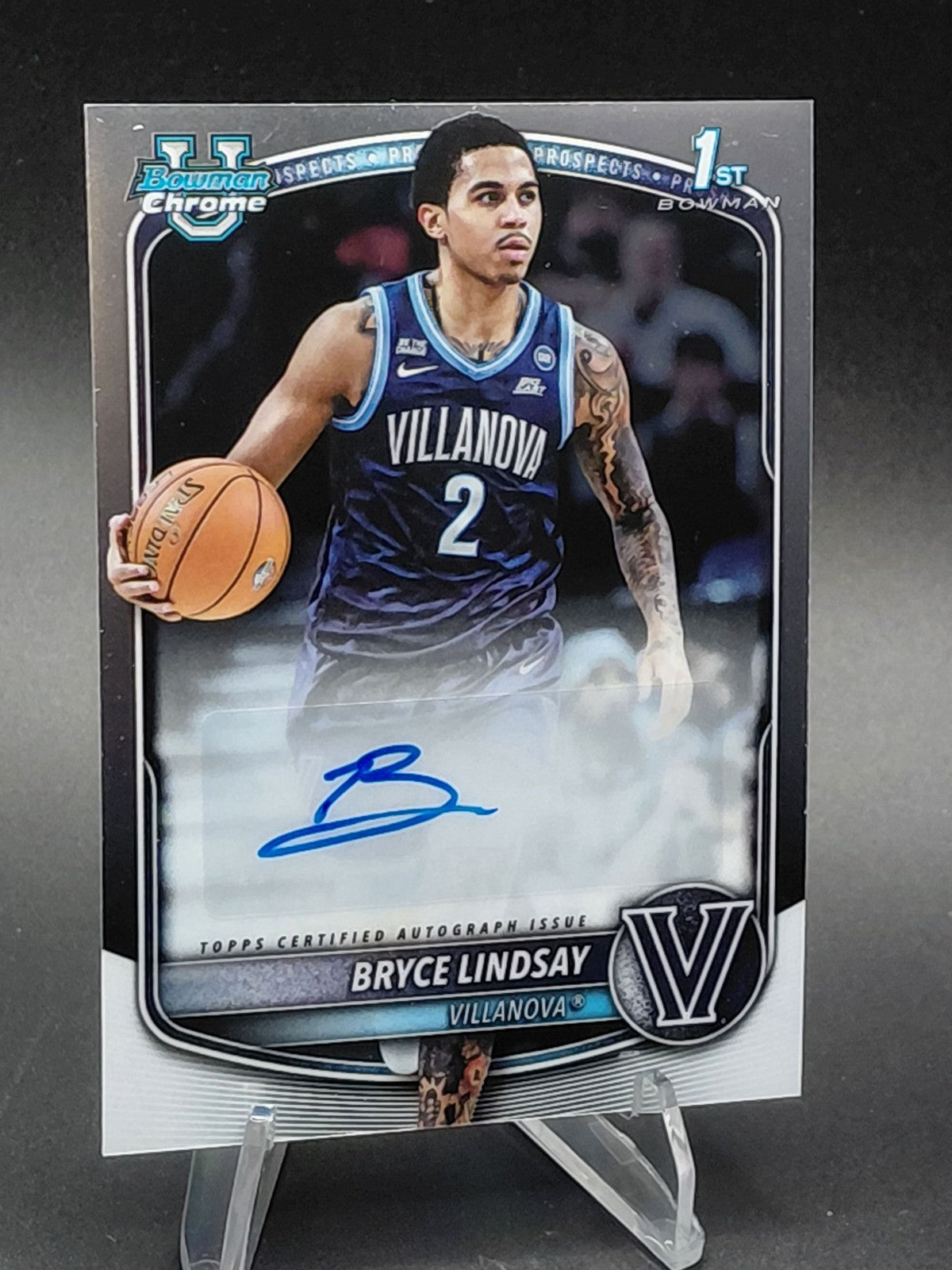 Bryce Lindsay 2025-26 Bowman Chrome 1st Auto Villanova Card