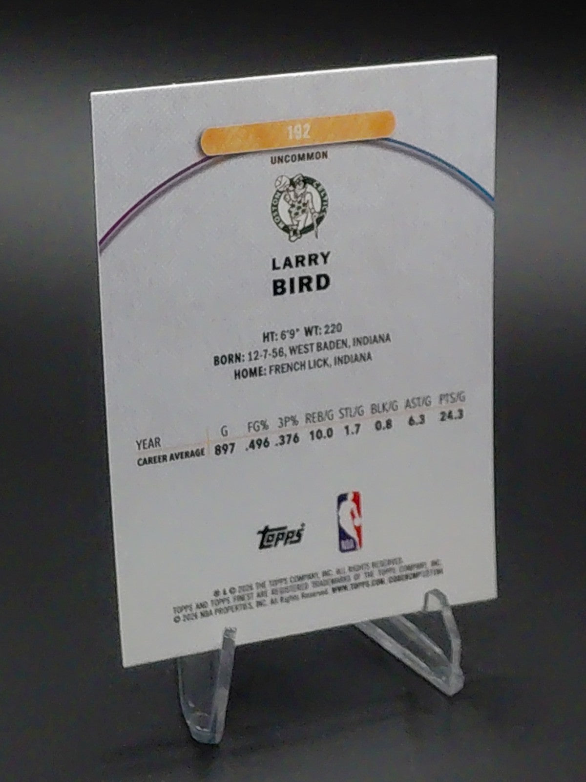 2025-26 Topps Finest - Uncommon Larry Bird #192 Sky Blue Refractor /250