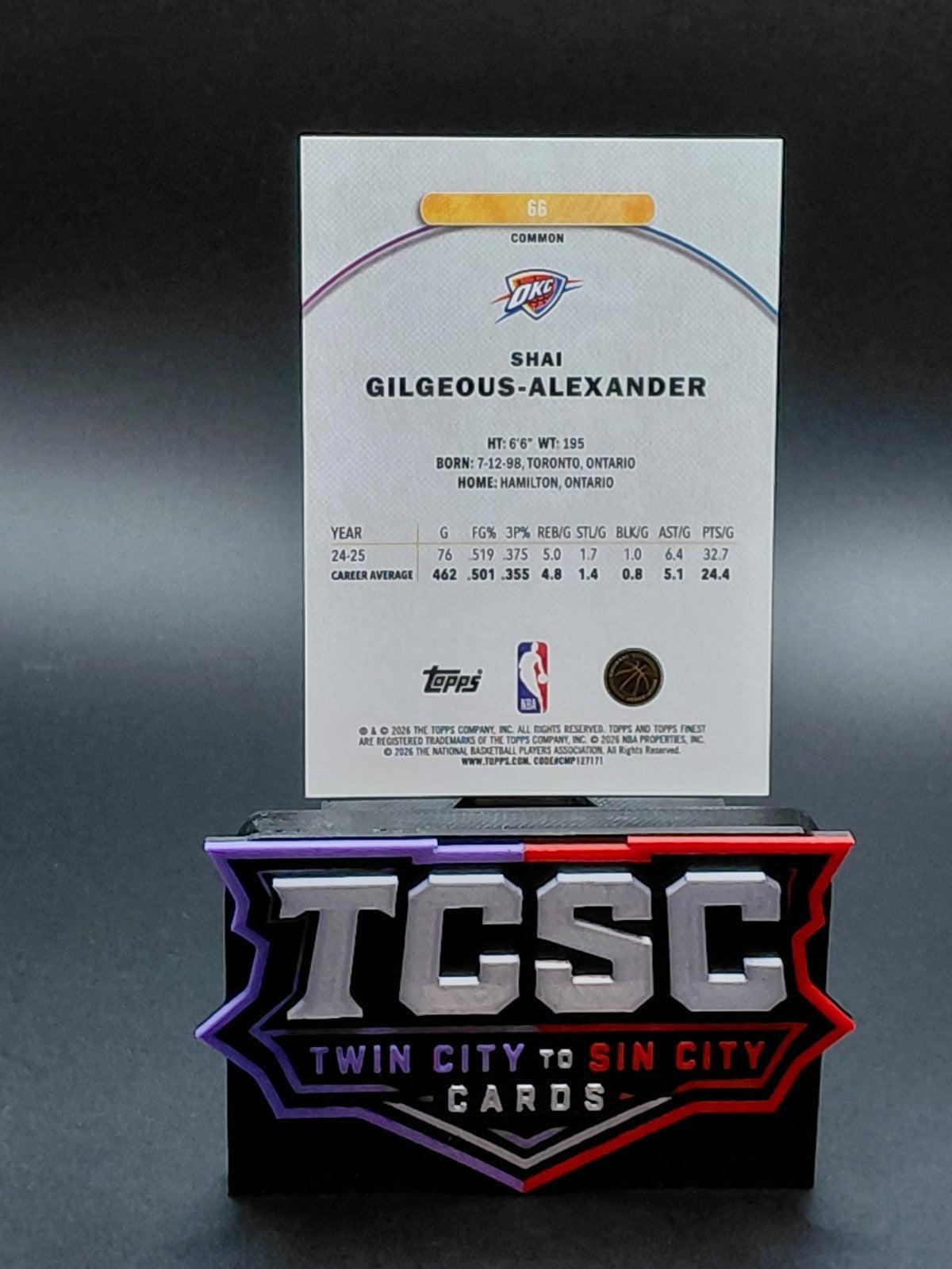 2025-26 Topps Finest - Shai Gilgeous-Alexander #66 Sky Blue Refractor /350