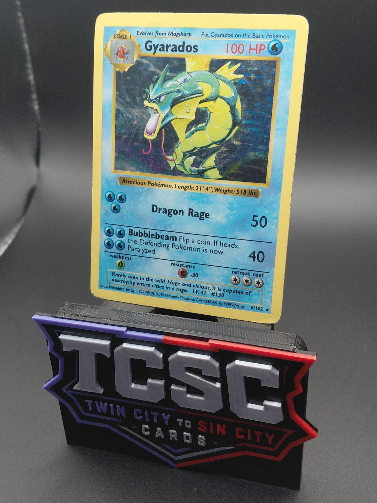 Shadowless Gyarados Holo 6/102 Base Set Pokemon Card Vintage WOTC