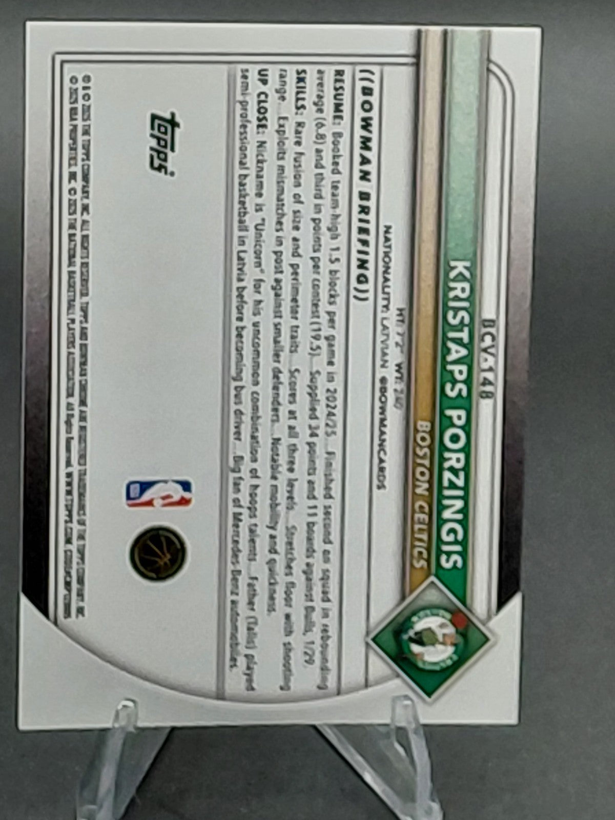 2025-26 Bowman - Chrome Kristaps Porzingis #BCV-148 Orange Mojo Refractor /25