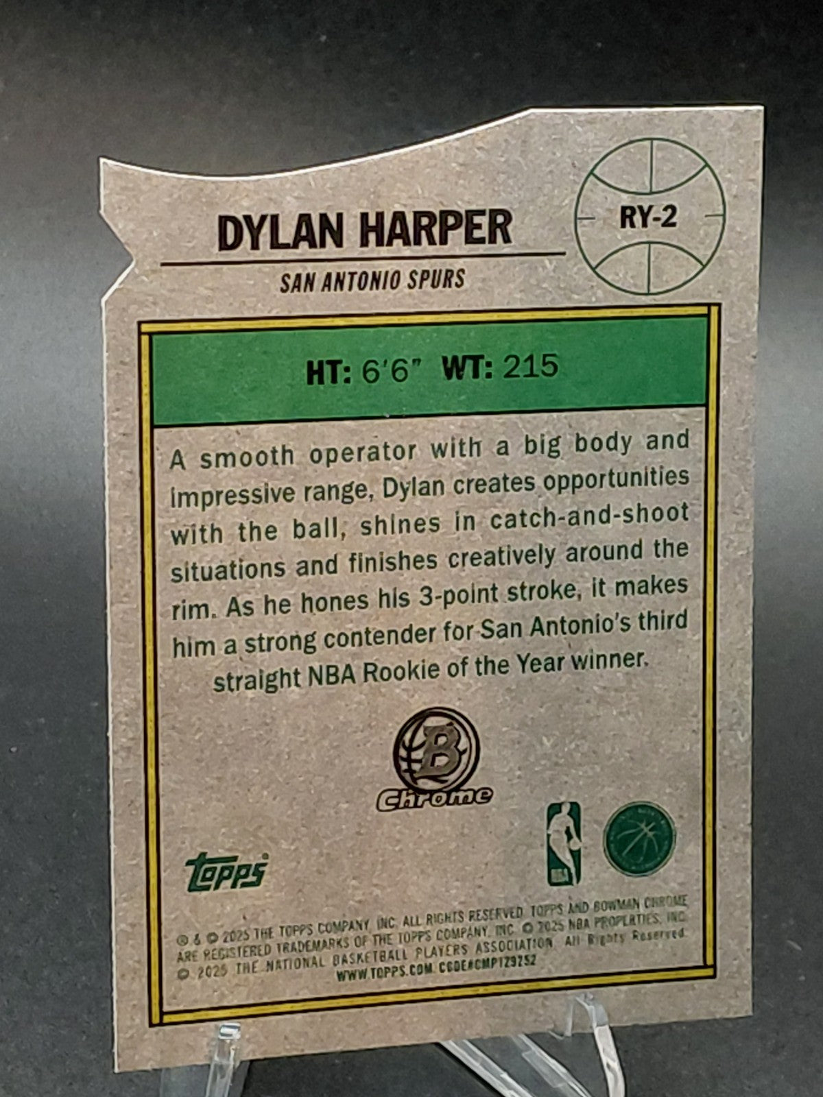2025 Bowman Chrome Dylan Harper Rookie of the Year Favorites RC Spurs RY-2