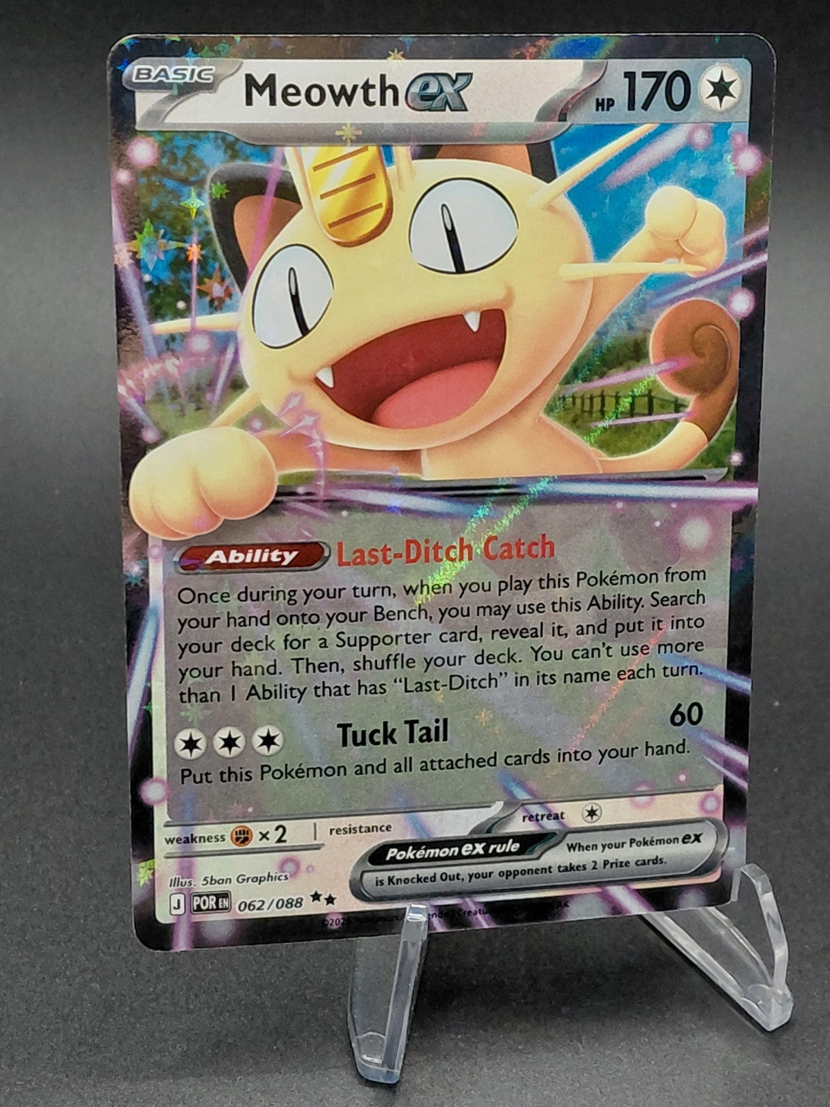 Meowth ex 062/088 Double Rare Pokémon Card NM Full Art