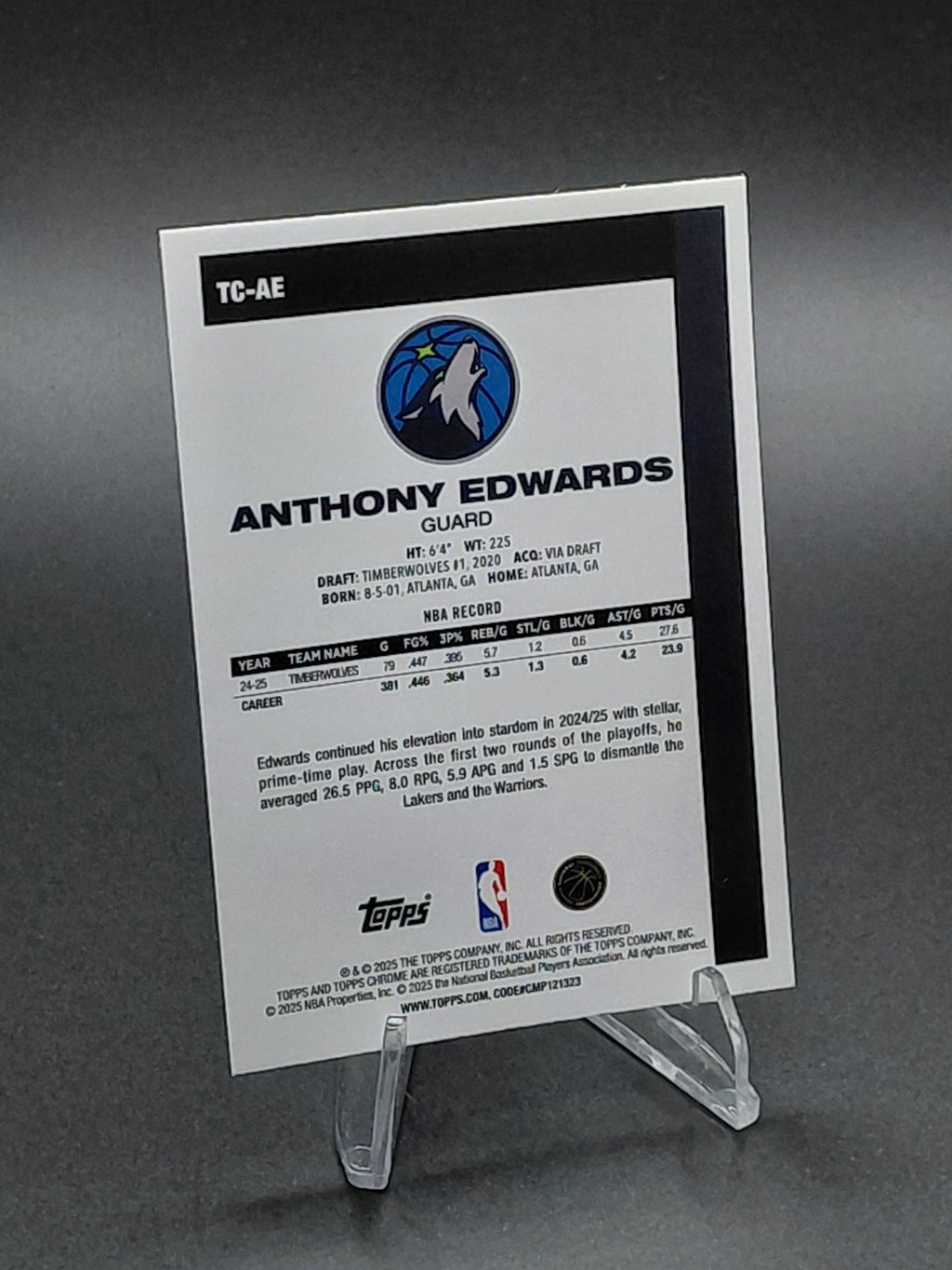 2025-26 Topps - 1980-81 Topps Chrome Silver Pack Anthony Edwards #TC-AE