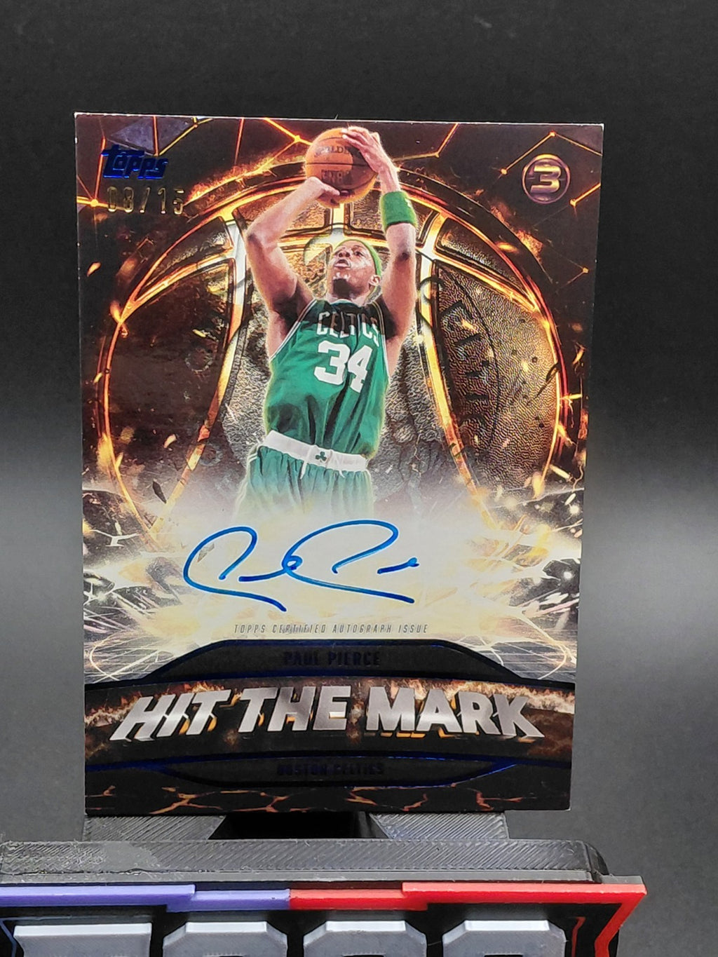2025-26 Topps Three - Hit the Mark Paul Pierce #HM-PP Blue /15 (AU)