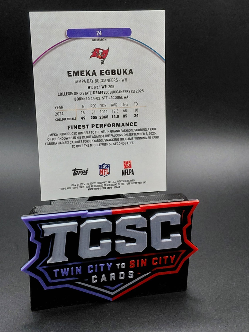 2025 Topps Finest - Common Emeka Egbuka #24 Purple Refractor /250 (RC)