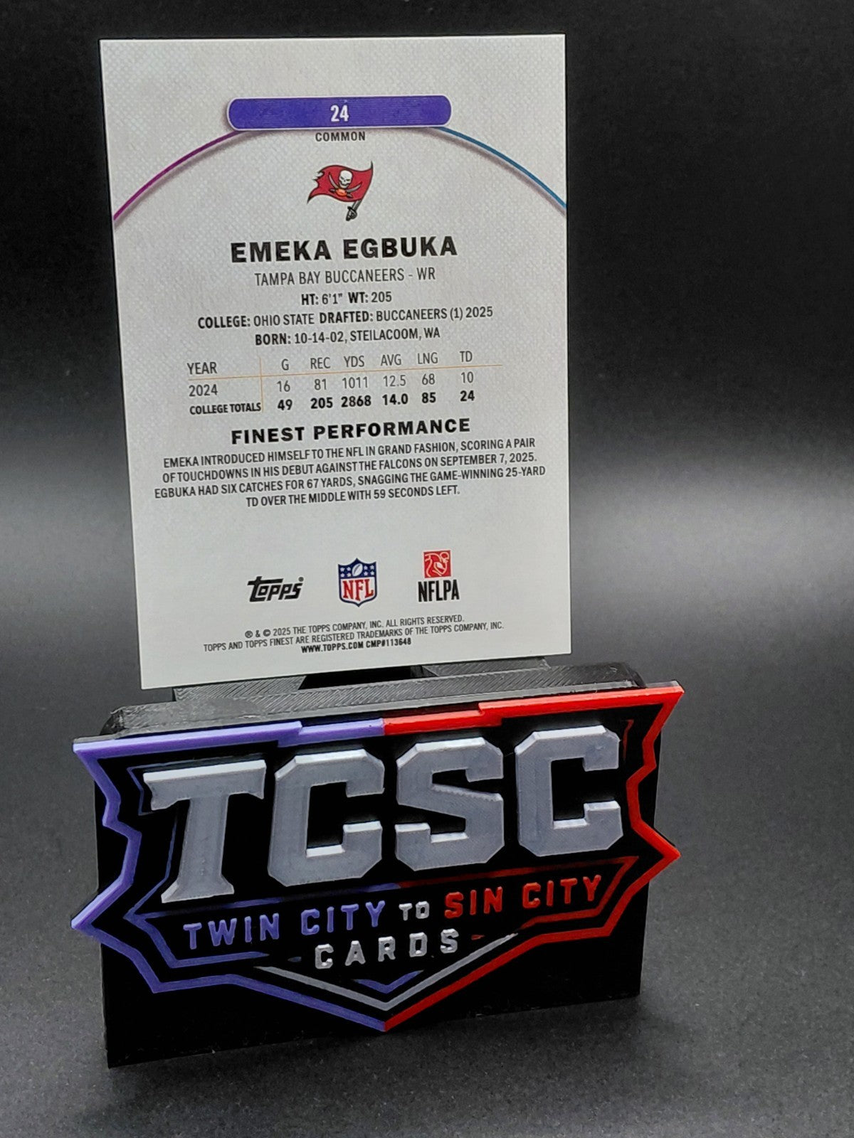 2025 Topps Finest - Common Emeka Egbuka #24 Purple Refractor /250 (RC)