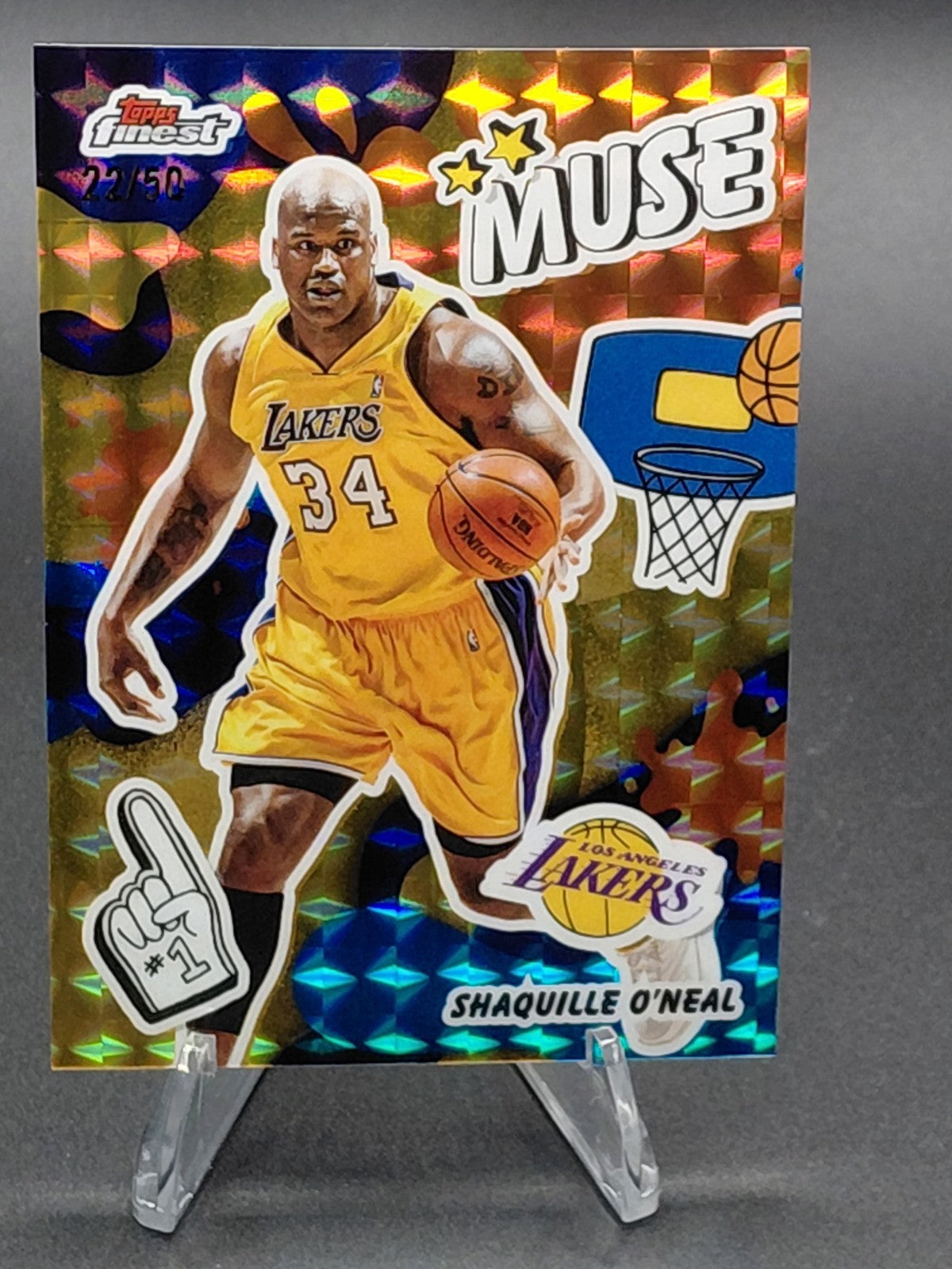 2025-26 Topps Finest - Muse Shaquille O'Neal #M-4 Gold Geometric Refractor /50