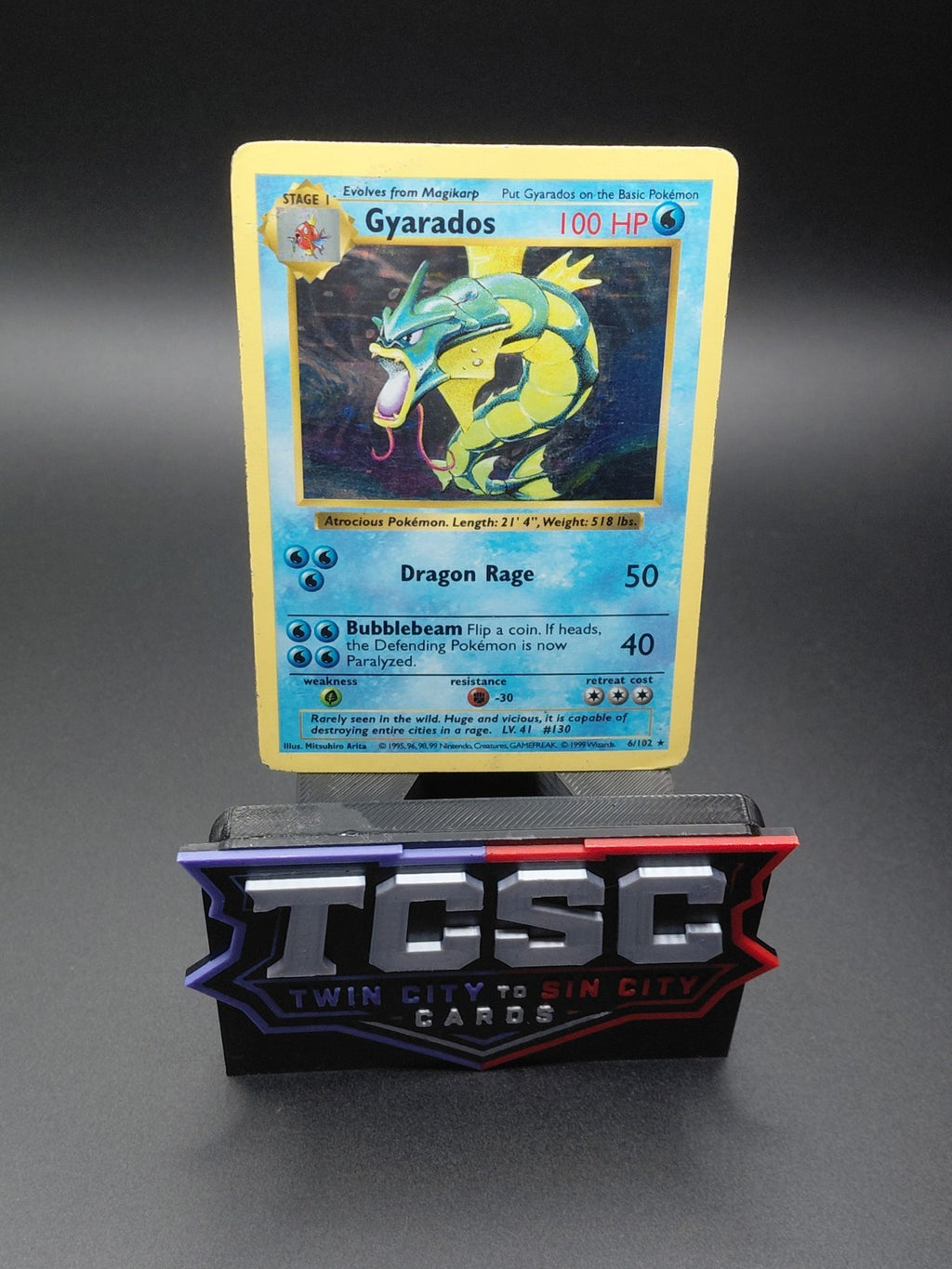 Shadowless Gyarados Holo 6/102 Base Set Pokemon Card Vintage WOTC
