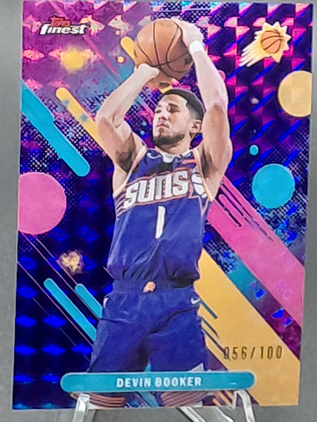 2025-26 Topps Finest - Common Devin Booker #82 Purple Geometric Refractor /100
