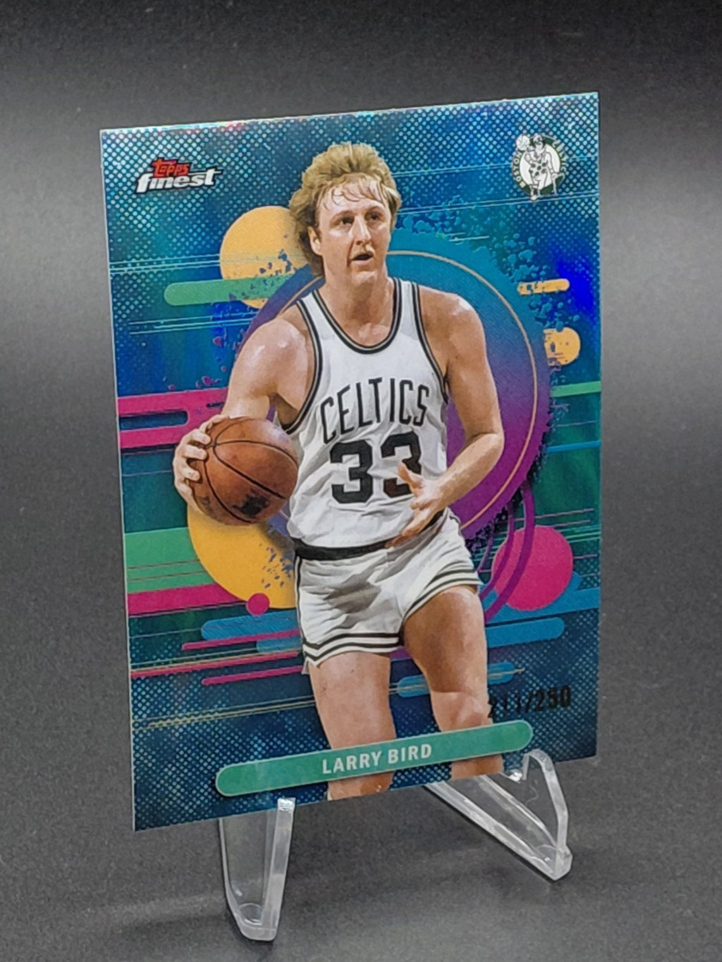 2025-26 Topps Finest - Uncommon Larry Bird #192 Sky Blue Refractor /250