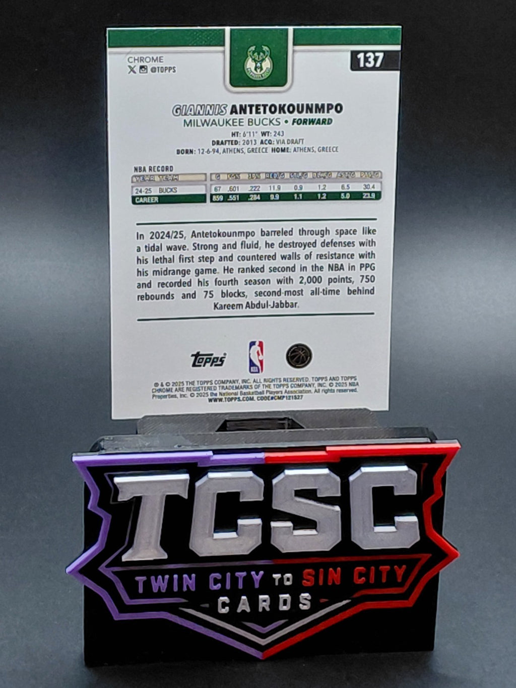 2025-26 Topps Chrome - Giannis Antetokounmpo #137 Teal Refractor /299
