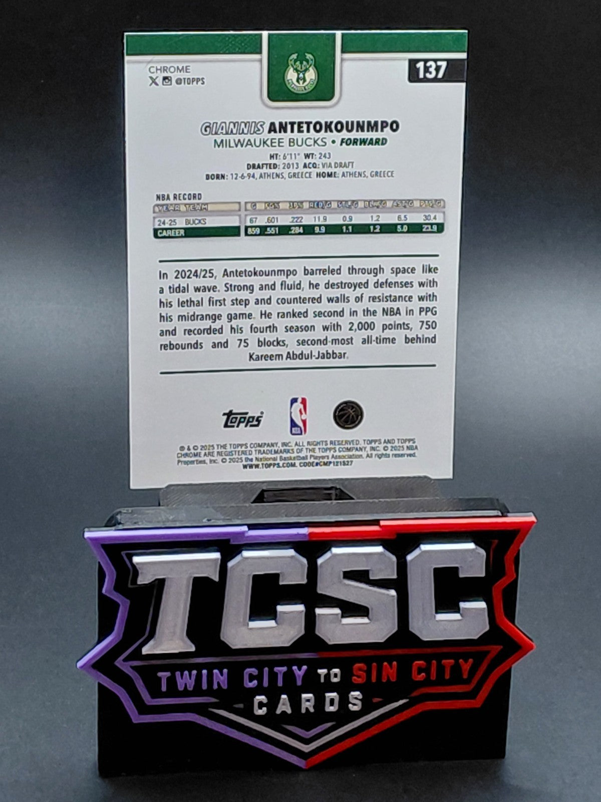 2025-26 Topps Chrome - Giannis Antetokounmpo #137 Teal Refractor /299