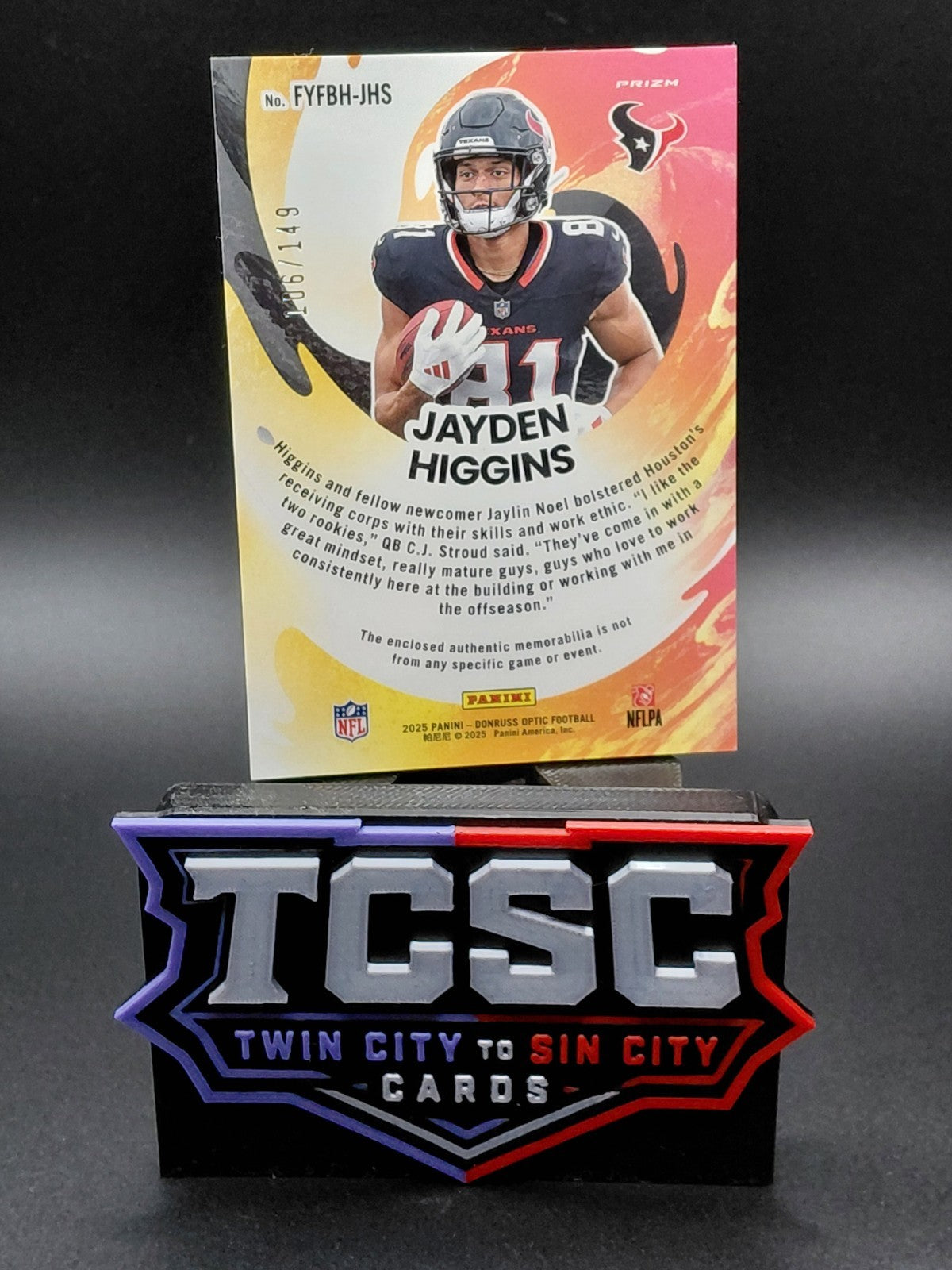 2025 Panini Donruss Optic - First Year Fresh Jayden Higgins #FYFBH-JHS Neon...