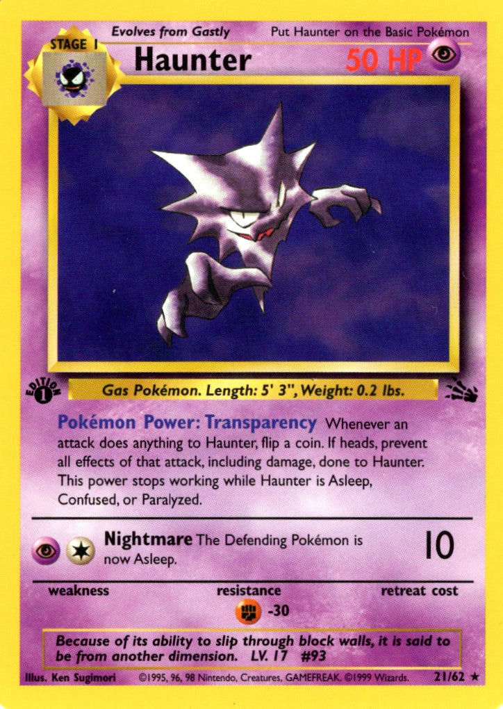 Haunter 21/62 Fossil 1st Edition